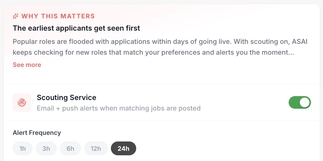 Scouting alert frequency selector